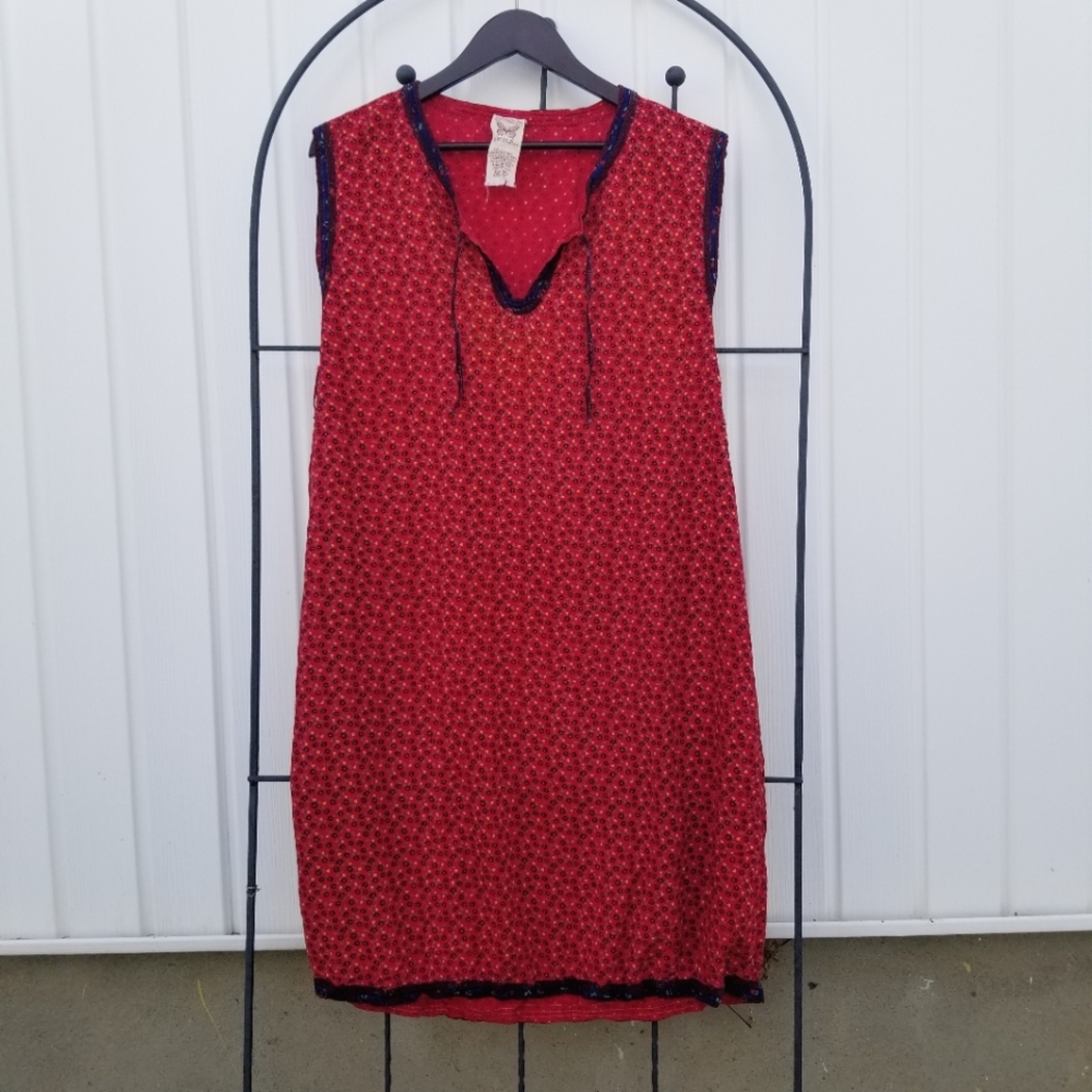 Papillon midi a line red vintage floral dress